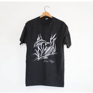 Vintage Black T-Shirt with Silver Dolphin Graphic